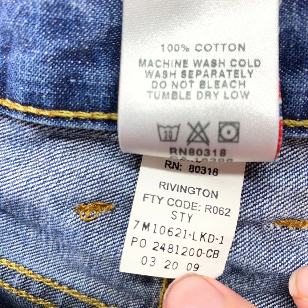 Lucky Brand Rivington Bootcut Jeans Mens 34 Short‎ Blue Medium Wash Distressed